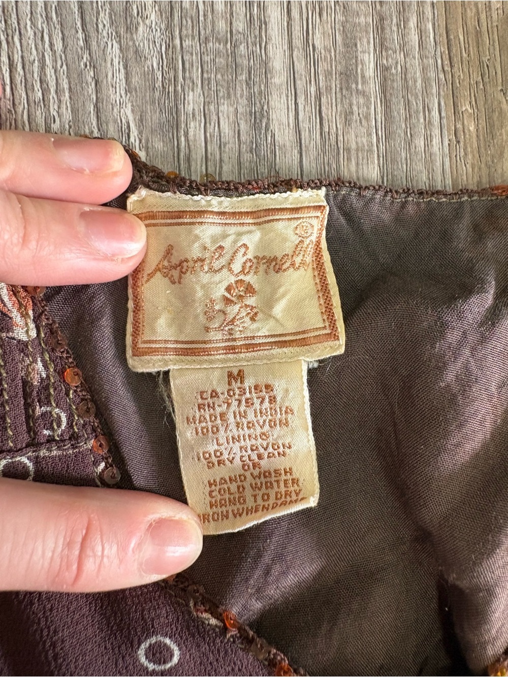 April Cornell Vintage Cottagecore Brown Floral Sleeveless Midi Dress Medium - Picture 3 of 9